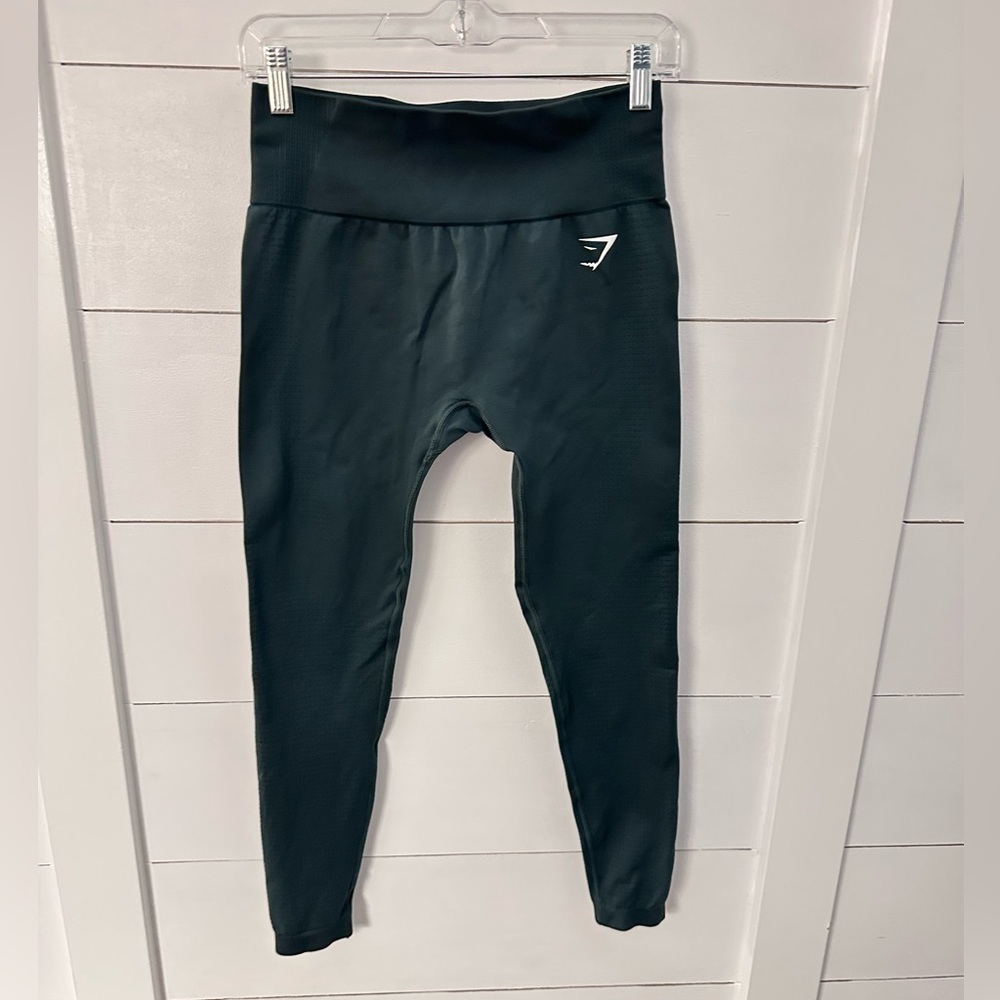 GYMSHARK S Vital Green seamless high-rise crop legging athletic athleisure